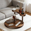Three-tier Rotating Cosmetic Organizer, Wooden Bathroom Vanity Storage Rack, Suitable for Skincare Products, Perfumes, and Cosmetics — A Space-Saving Countertop Display Stand. Perfect for Placing on Coffee Tables, Office Desks, (Walnut-colored acrylic v