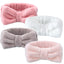 4 Pack Spa Headband for Washing Face, Girls Makeup Bow Tie Hair Band, Microfiber Women Headbands, Elastic Headband to Skincare, Gifts for Teen Girls- White, Brown, Rose Pink, Light Pink