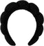 Spa Headband Hair Band for Women - Puffy Sponge Black Headbands for Washing Face Hair Headband for Skincare, Makeup Removal, Shower - Soft Absorbent Terry Towel Cloth Fabric