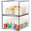 Stackable PET Clear Makeup Organizer Drawer 2 Pack