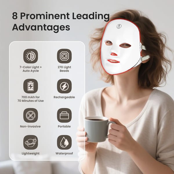 7 Color LED Facial Light Mask White Gold Secondary image