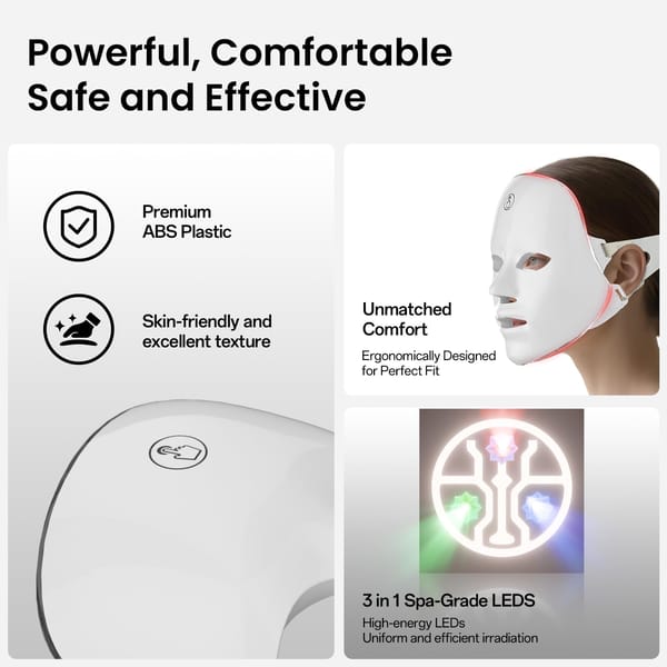7 Color LED Facial Light Mask White Gold