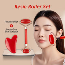 Dual Head Facial Roller and Gua Sha Set Purple