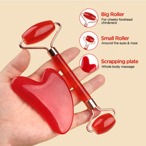 Dual Head Facial Roller and Gua Sha Set Purple