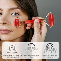 Dual Head Facial Roller and Gua Sha Set Pink