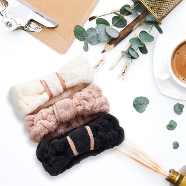 Stretchable Headbands Set Of 3 Off White / Pink / Black