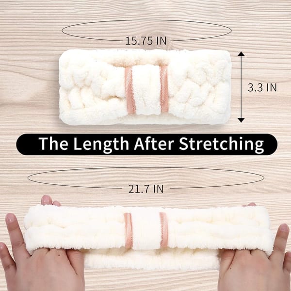 Stretchable Headbands Set Of 3 Off White / Pink / Black
