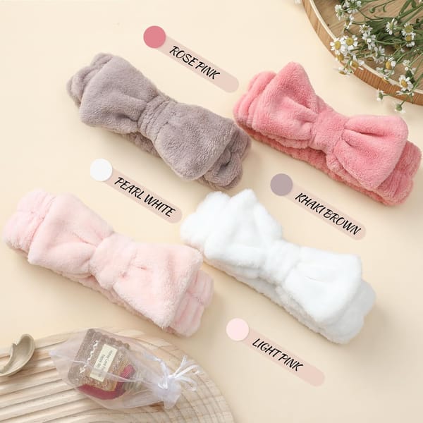 Spa Headband 4 Pack White / Brown / Rose Pink / Light Pink
