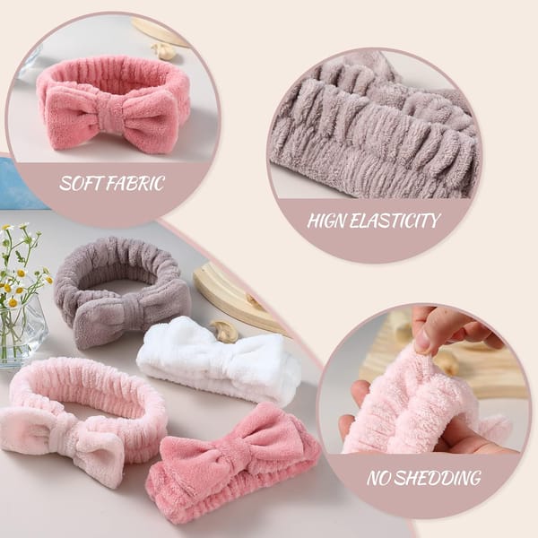 Spa Headband 4 Pack White / Brown / Rose Pink / Light Pink Secondary image