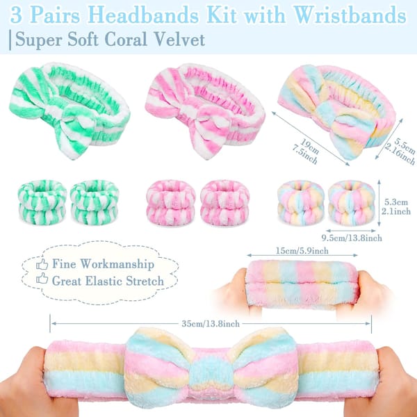 Spa Headband Kit 9 Piece Pink / Blue / White Secondary image