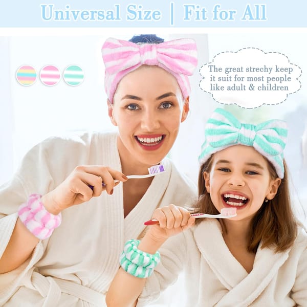 Spa Headband Kit 9 Piece Pink / Blue / White