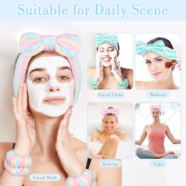 Spa Headband Kit 9 Piece Pink / Blue / White
