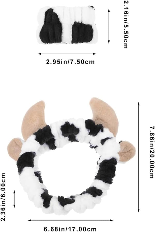 Flannel Cow Horn Headband With Wristbands