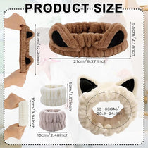 Makeup Headband and Wristband Set 4 Piece
