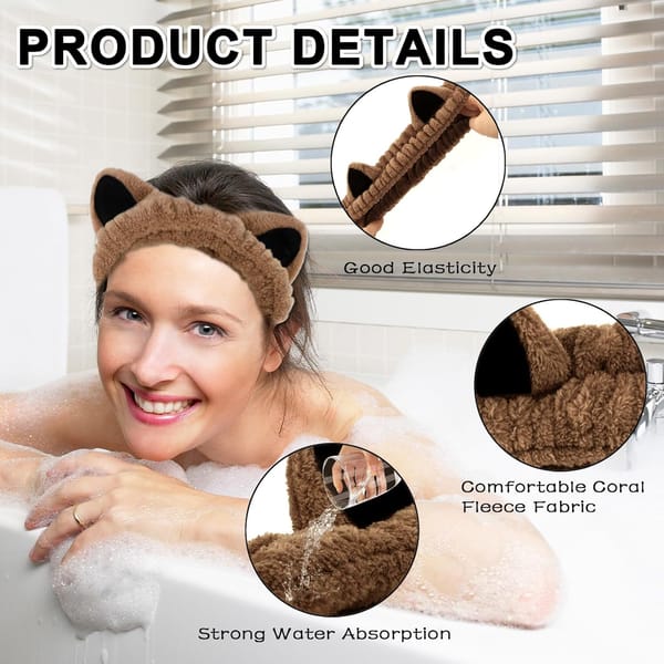 Makeup Headband and Wristband Set 4 Piece