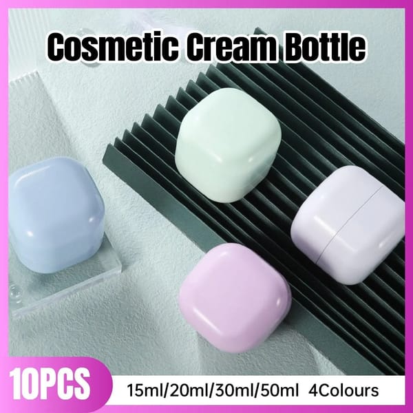 Square Cosmetic Cream Jars Pink 50ml 10 Pack