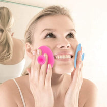 Silicone Face Scrubber Pad 2 Pack Rose Pink Blue