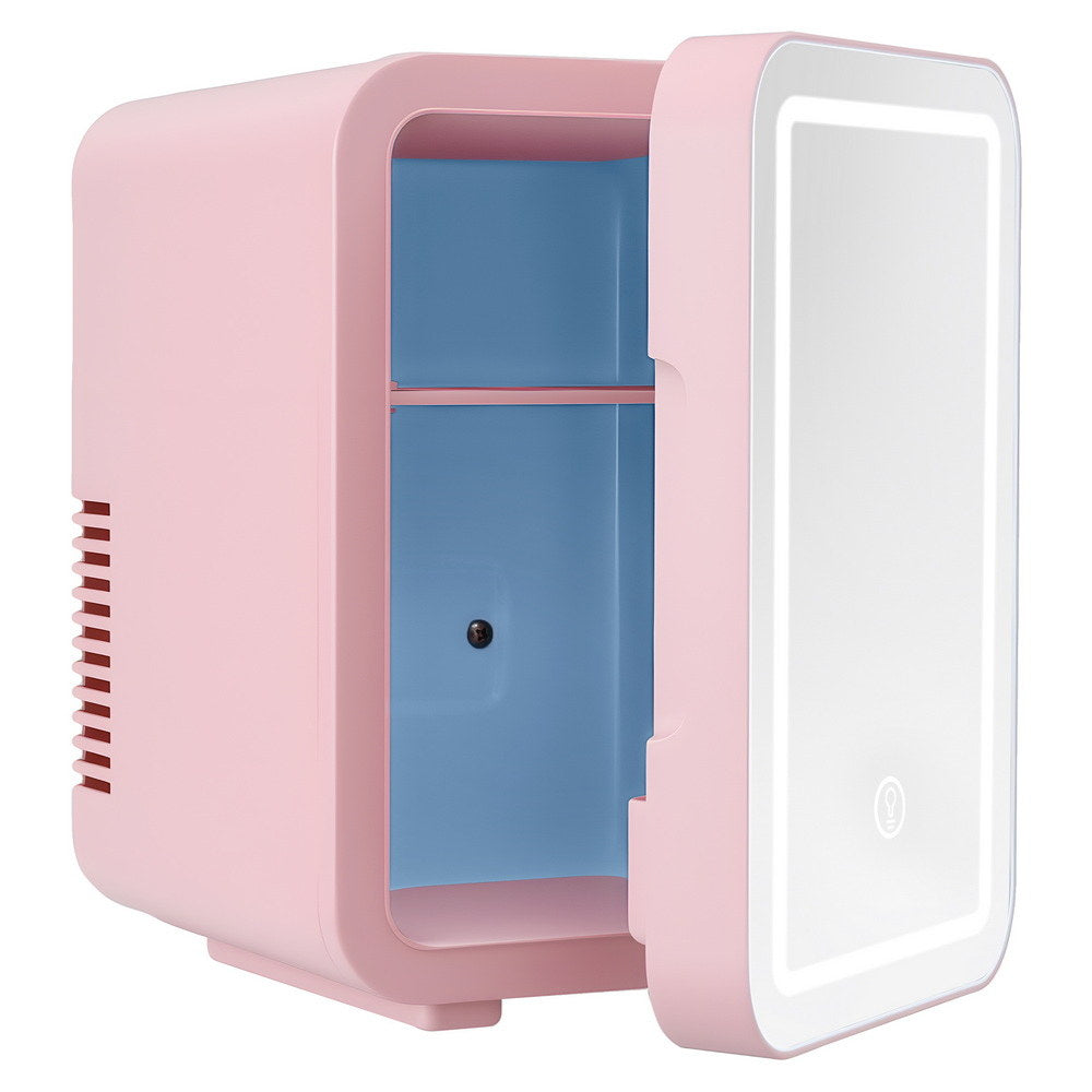 Glacio Mini Fridge Skincare Beauty Cooler Warmer LED Mirror 12V 220V Pink 4L Main image