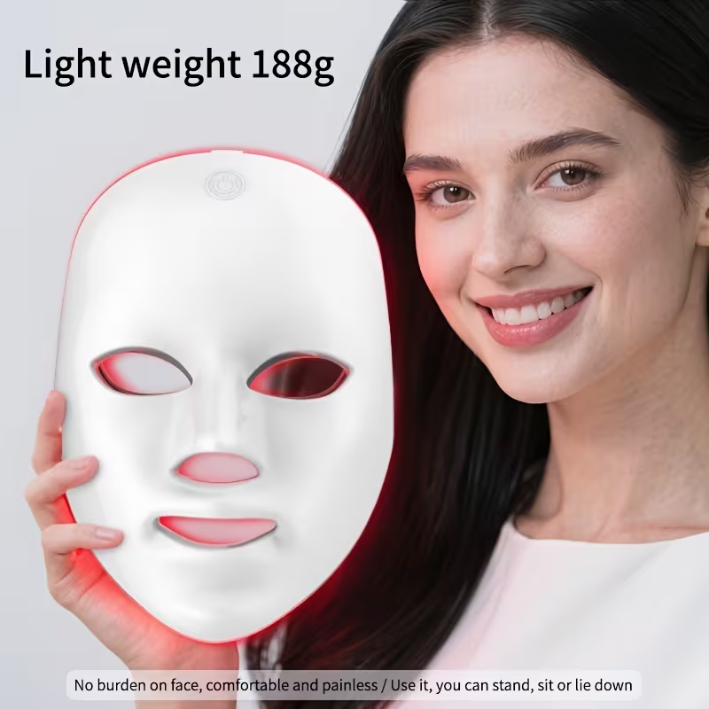 7-Color Facial Mask Device with USB- Light Beige Care, Portable Face Mask Machine for Home Use, 7 Colors Suitable for Women &, Skincare, Valentine's Day Main image