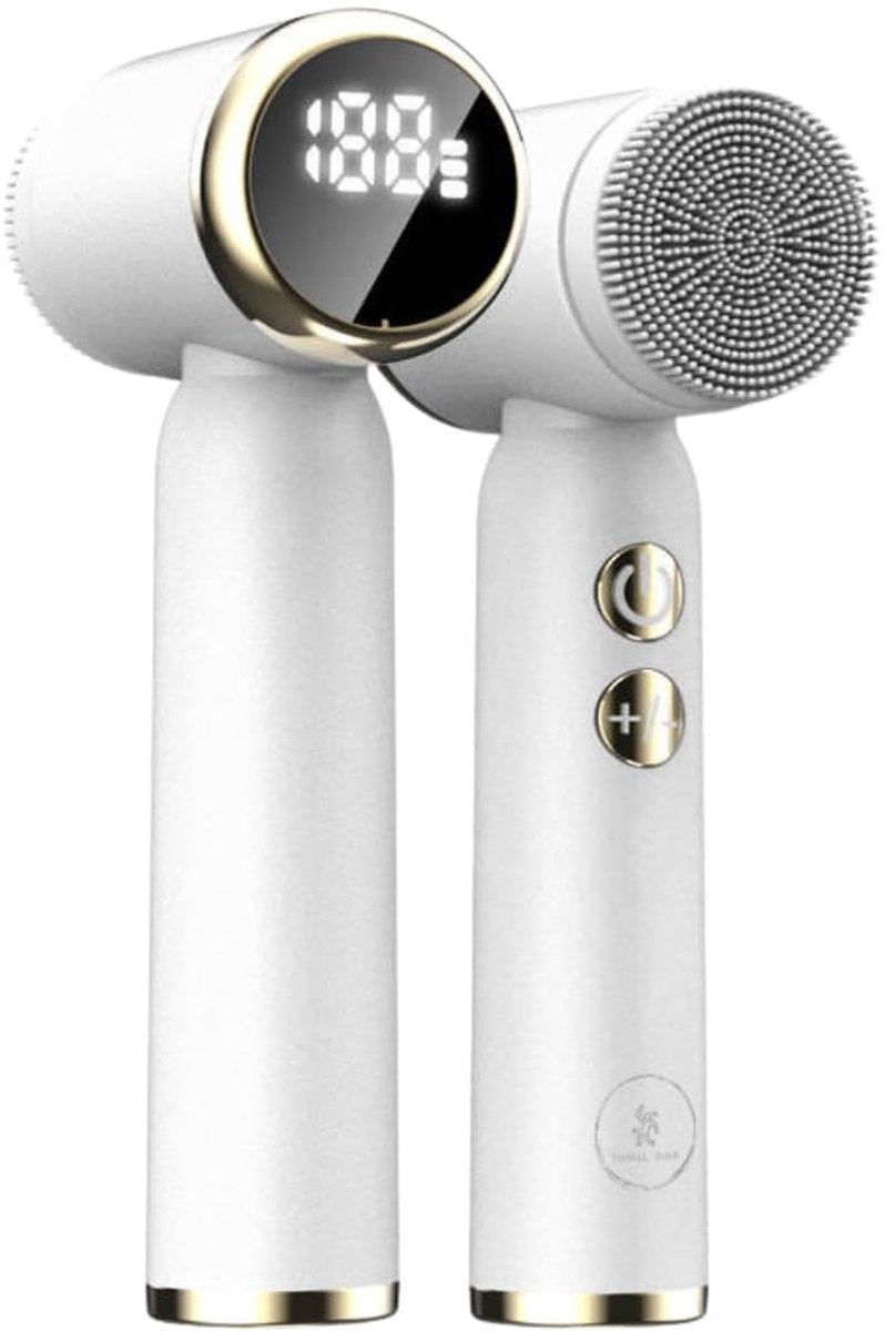 Facial Cleansing Brush - Sonic Roller - Spin - Electric Facial Cleanser - Facial Care - Keratin - Electric - Portable - Waterproof - 6 Interchangeable Brush Heads - Suitable for Women's and Men's Skin - 6 in 1 - White Main image