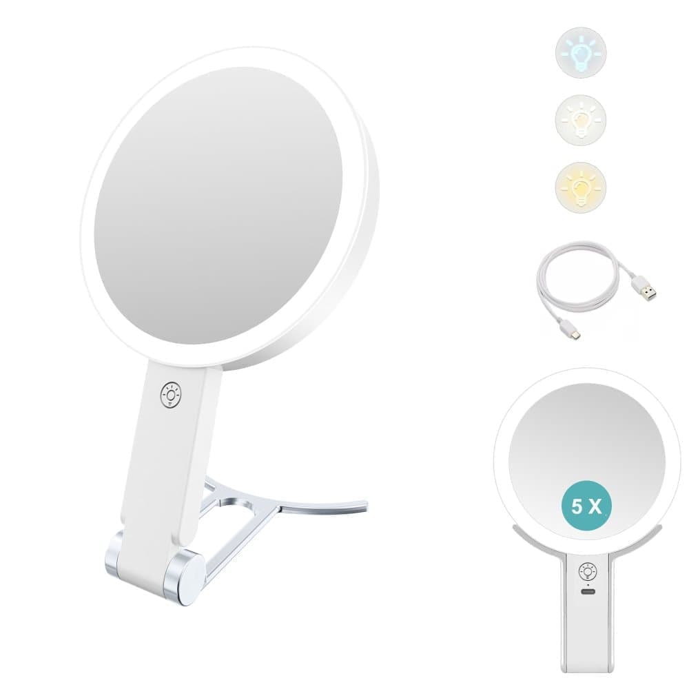 5X/1X LED Makeup Mirror with Adjustable Lighting, Double-Sided Magnifying Mirror for Makeup and Skincare Main image