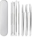 BYXAS Pimple Popper Tool Kit, 8 PCS Professional Stainless Steel Blackhead Remover Comedone Extractor Tools for Removing Zit on Face - Acne Removal Kit with Metal Case (Silver) 8PCS