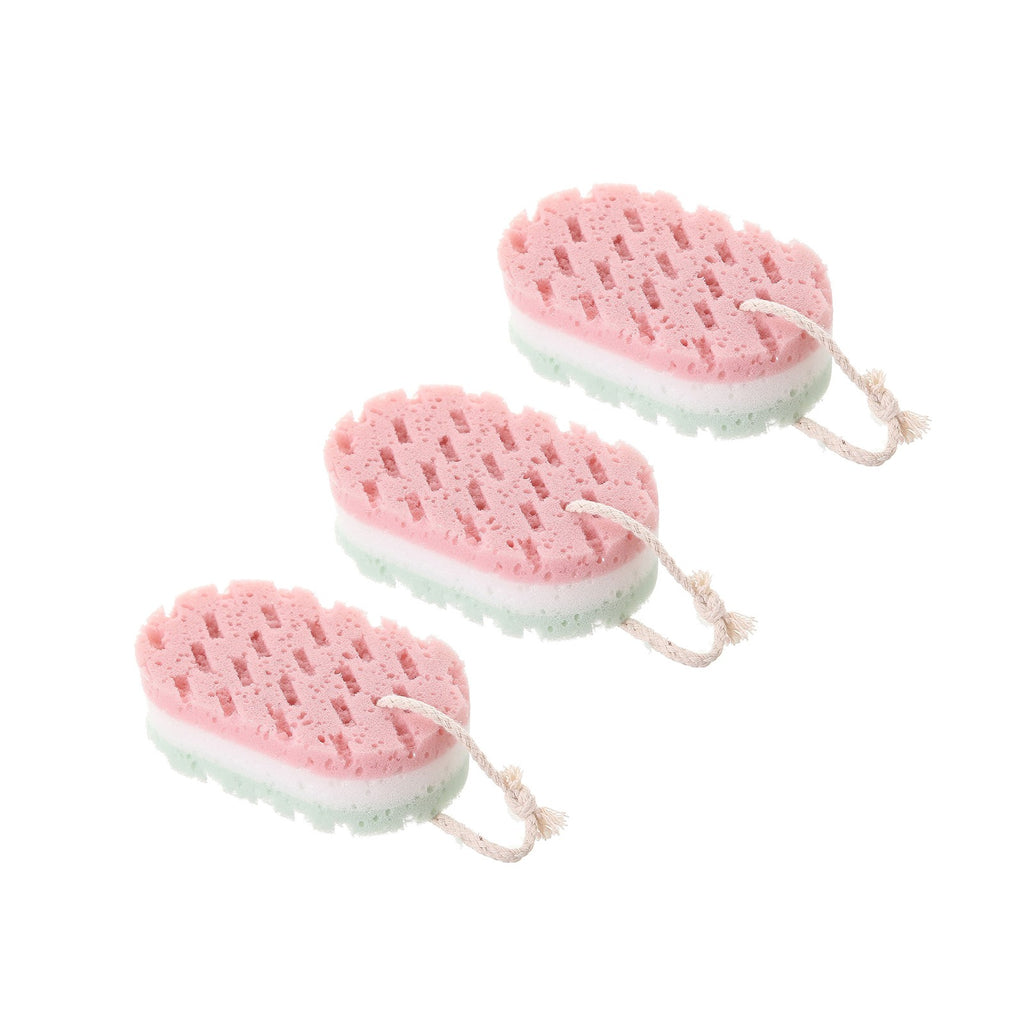Cleansing loofah Bath Sponge, Magic Exfoliating Bath Sponge, Shower deep exfoliating Sponge, Rich Foam Bath Sponge, 3-Pack Large Size, 5.9x3.54x1.96 5.9 x 3.54" x 1.96" Pink"