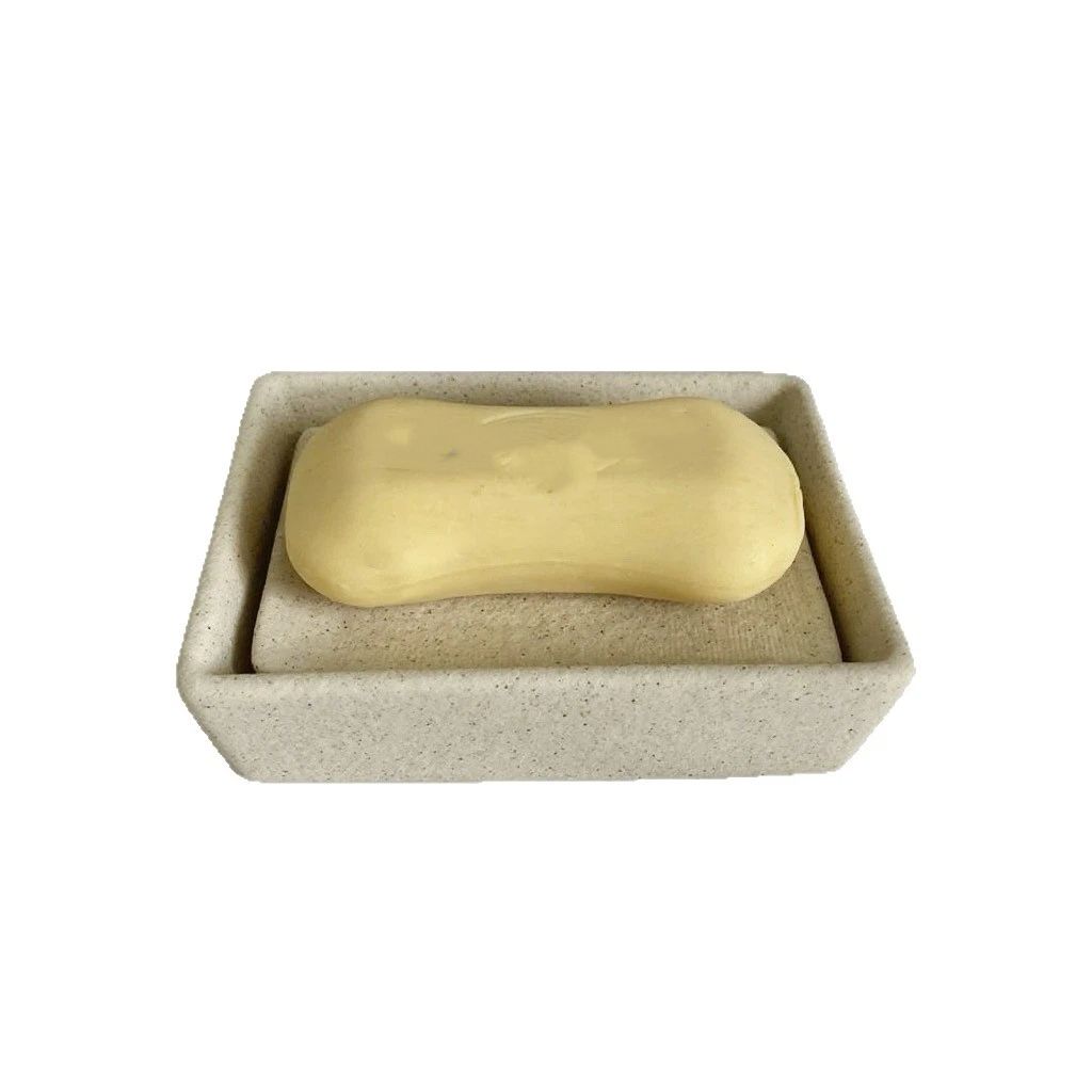 Natural Soap Dish/Facial Sponge Holder/Bathroom Makeup Sponge Tray with Draining Hole (sand yellow,Only soap box)