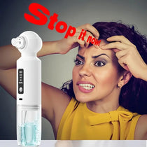 Six-head blackhead cleaner with electric vacuum suction for deep pore cleaning. USB-rechargeable mini bubble facial device features a 3-second long press to activate heating mode, maintaining a constant 46°C temperature.