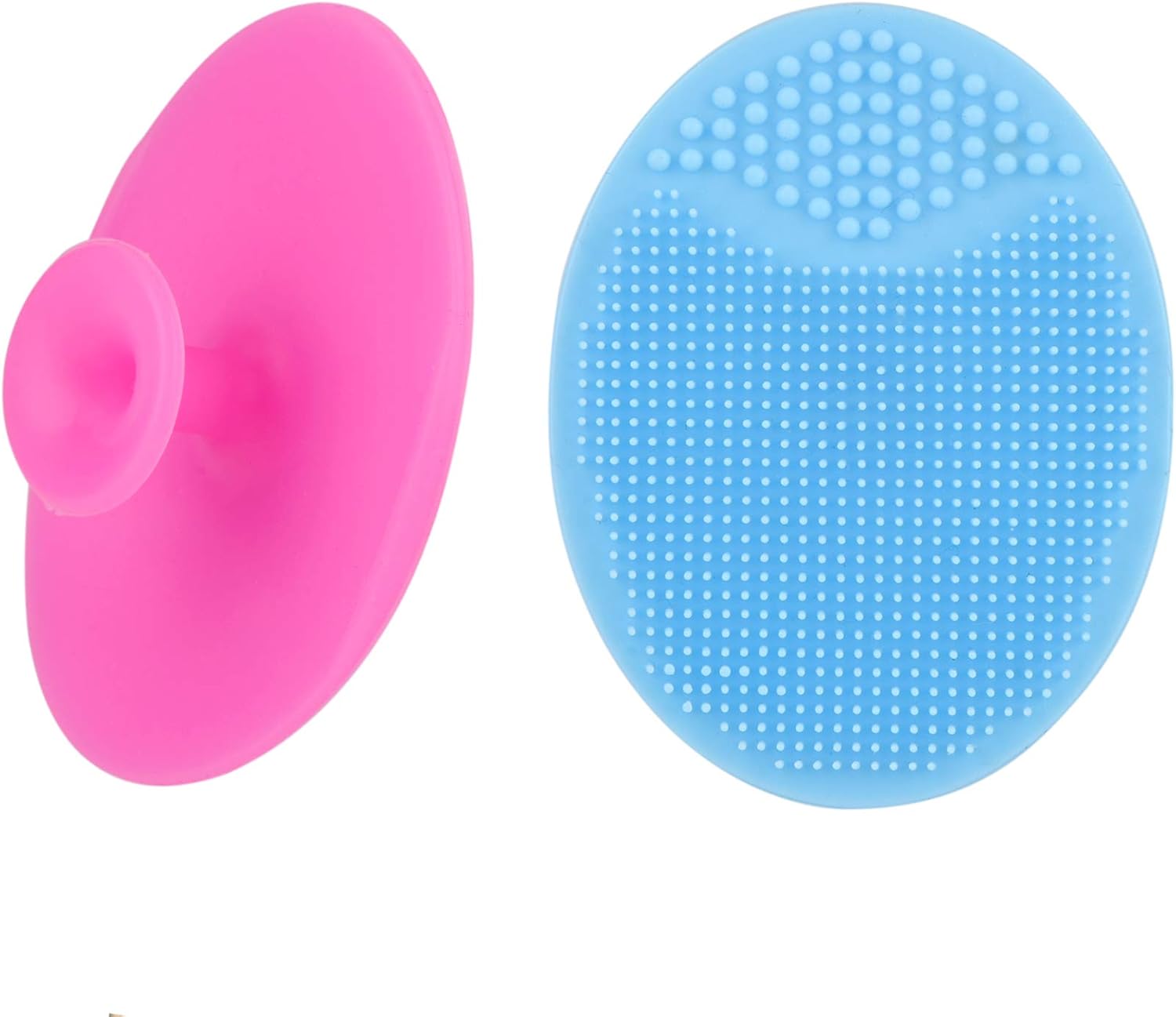 Face Scrubber,2 Pack Soft Silicone Scrubbies Facial Cleansing Pad Exfoliator Scrub Brush Scrubby for Massage Pore Blackhead Removing Exfoliating,Cool Gift Girl Rose Pink+blue; 2  Main image