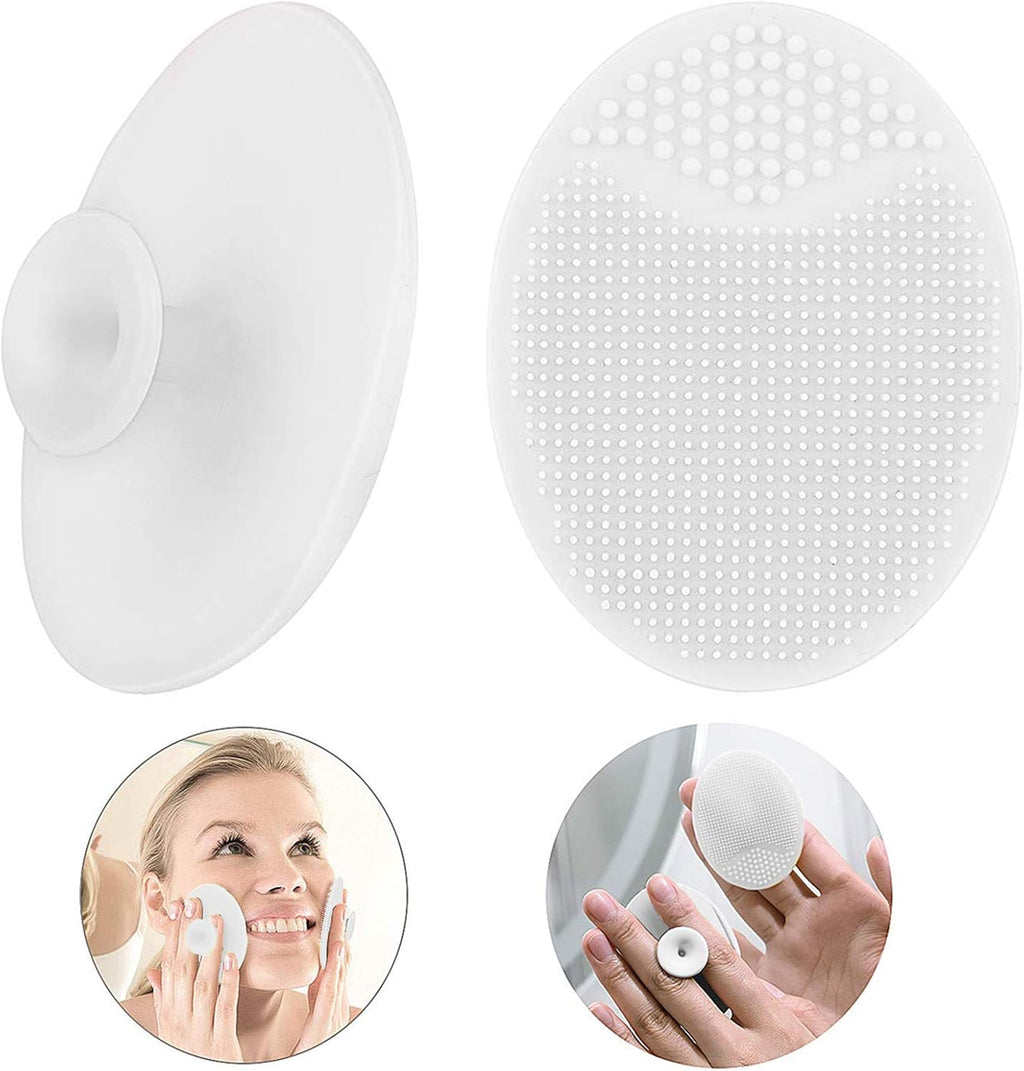 Silicone Face Scrubbers Exfoliator Brush-Facial Cleansing Brush Blackhead Scrubber Exfoliating Pads Precision Pore Pad Acne Removing Brush-2 Pack, White 