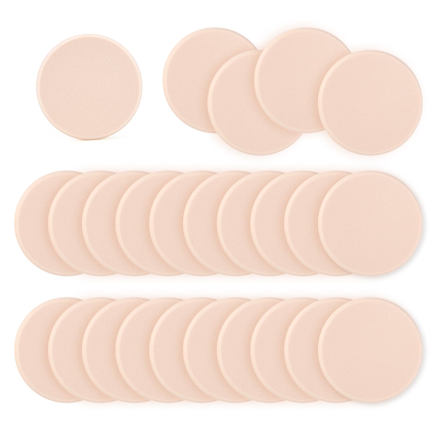 25 Pcs Makeup Sponges, Facial Primer Compact Powder Puff, Cosmetics Blush Applicators Sponges for All Skin Types Wet and Dry Dual Use (Round) Main image