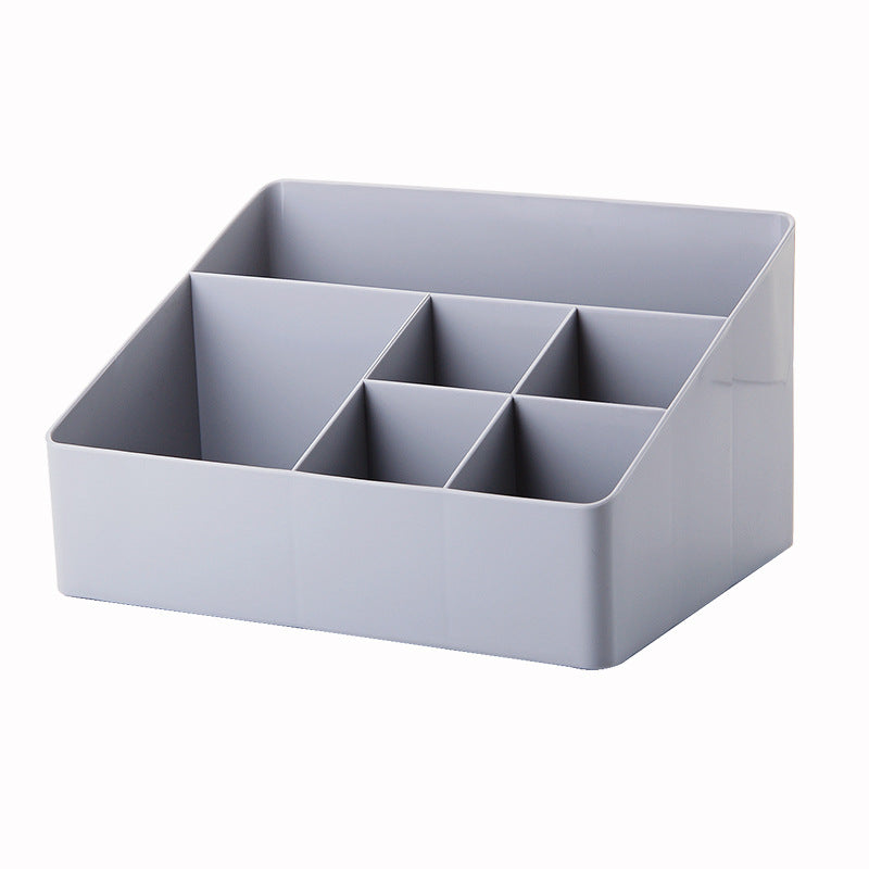 Gray Blue Cosmetic Storage Box 6 Compartments Organizer for Skincare and Jewelry Main image