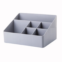 Gray Blue Cosmetic Storage Box 6 Compartments Organizer for Skincare and Jewelry