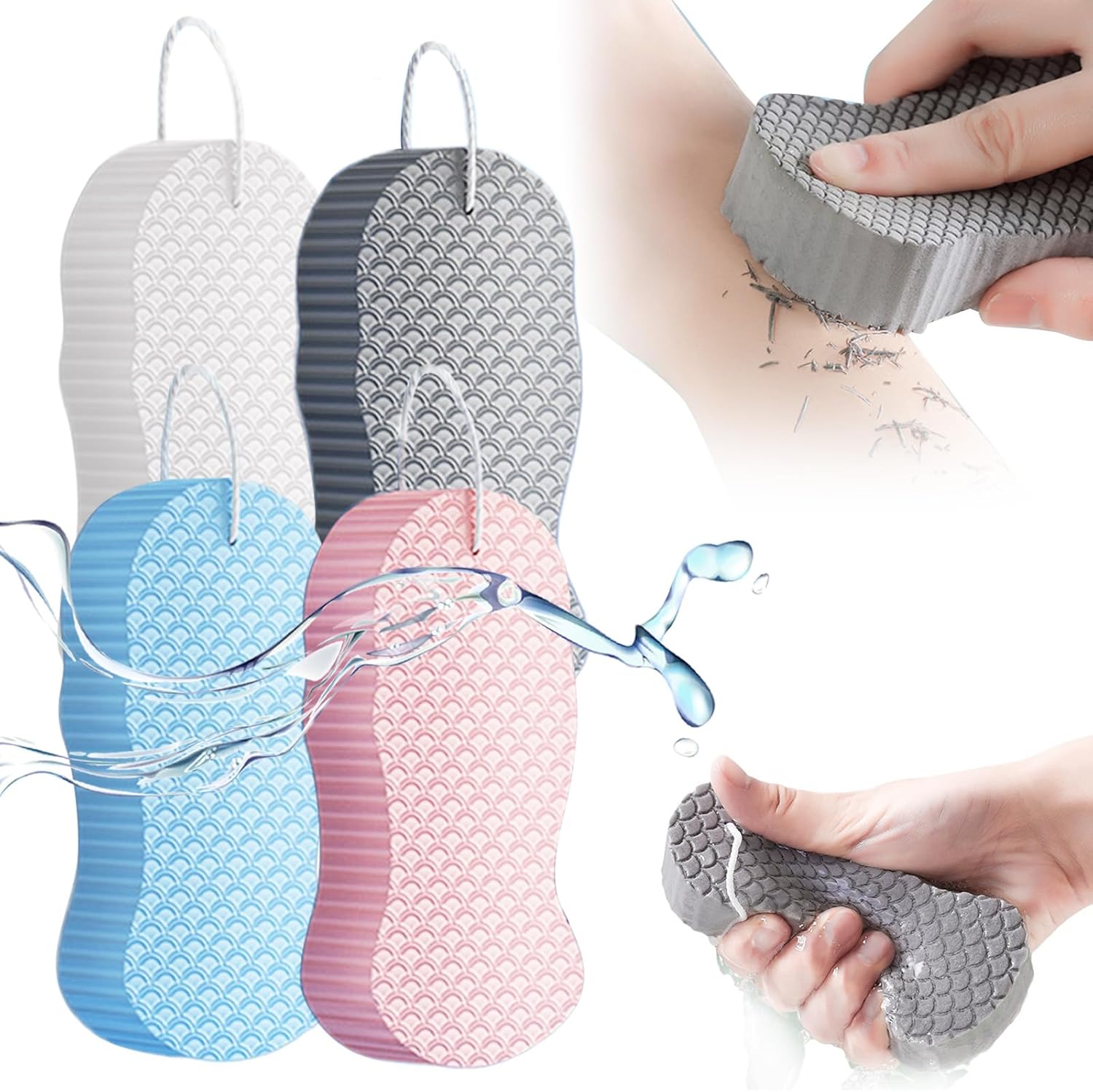 Magic Exfoliating Bath Sponge, 2025 New Super Soft Exfoliating Bath Sponges for All Skin Types, Upgrade 3D Super Soft Exfoliating Bath Sponge Skin Friendly Reusable (Multicolor X4) Main image