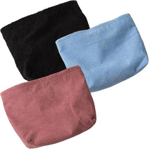 3 Pieces 10Inch Corduroy Cosmetic Bag Large Makeup Bag, Cosmetic Bags for Women Cute Large Capacity Make up Bags Travel Toiletry Aesthetic Skincare Brushes Storage Organizer for Women (3 colors)