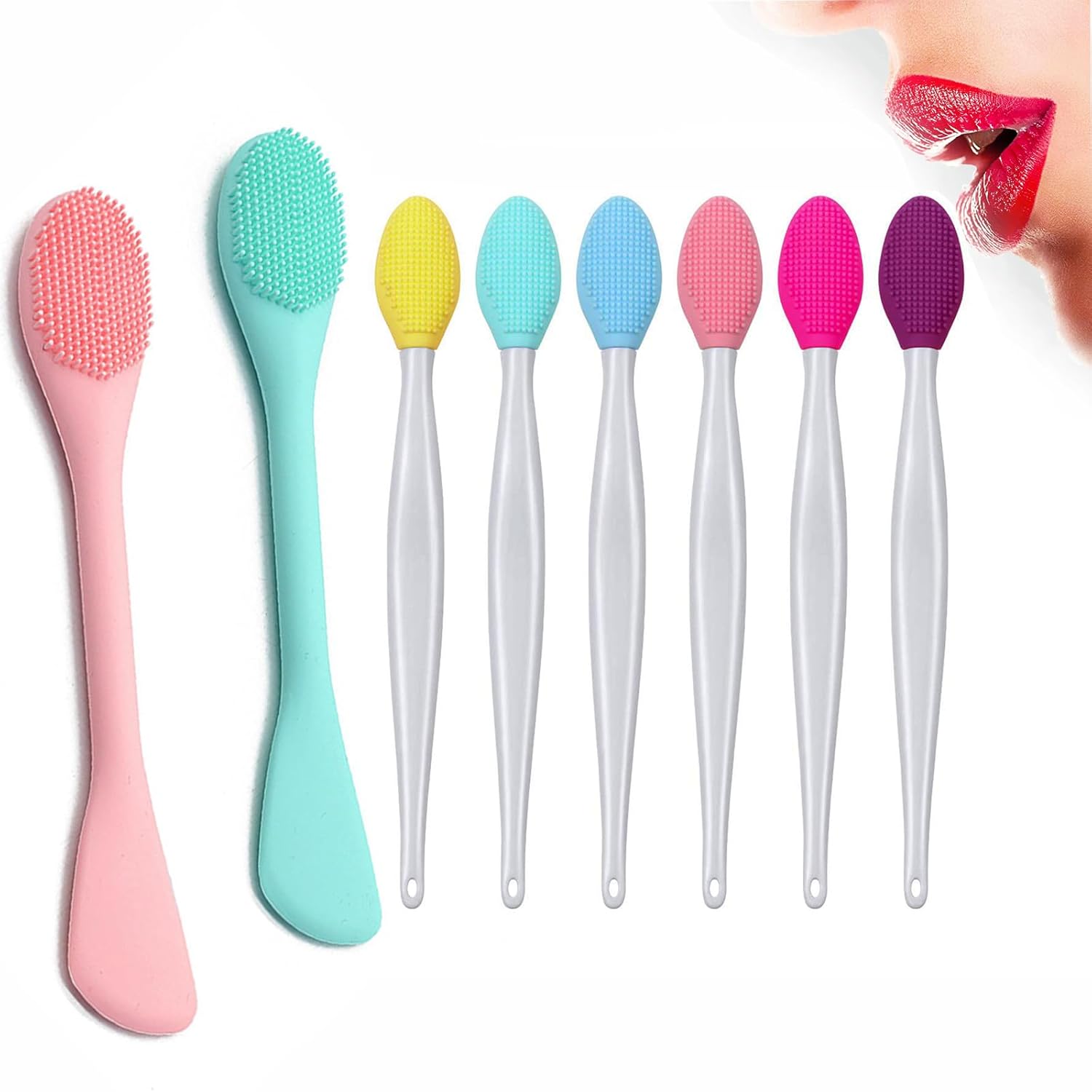 6Pcs Lip Scrub Brush & 2Pcs Silicone Face Mask Applicator Brush,Gentle Exfoliator Scrubber Tool  Main image