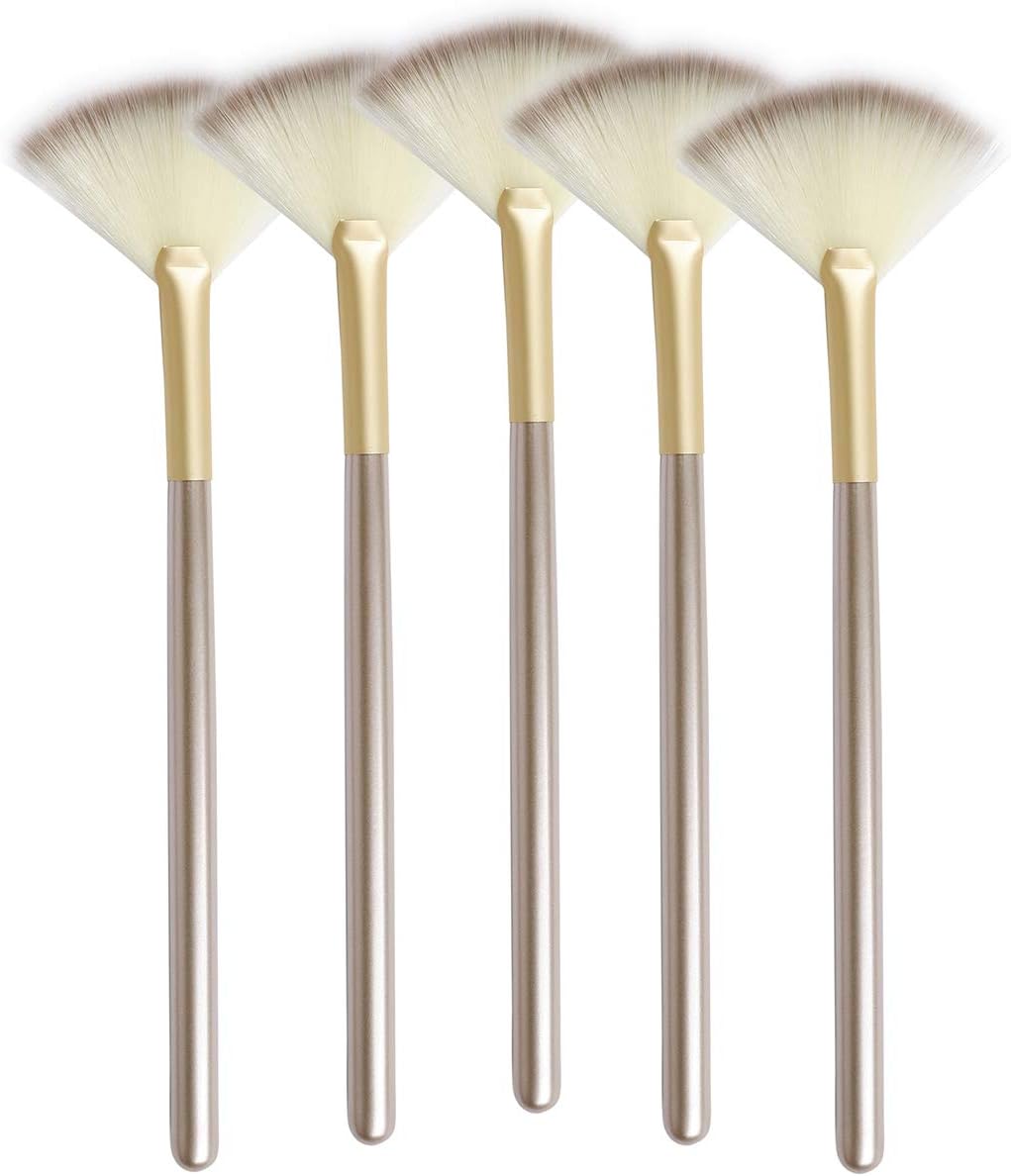 Slim Soft Facial Fan Brush,Makeup Cosmetic Multi Use, Mask Acid Applicator for Glycolic Peel Masques,Chemical Peel Brush,Pack of 5 Main image
