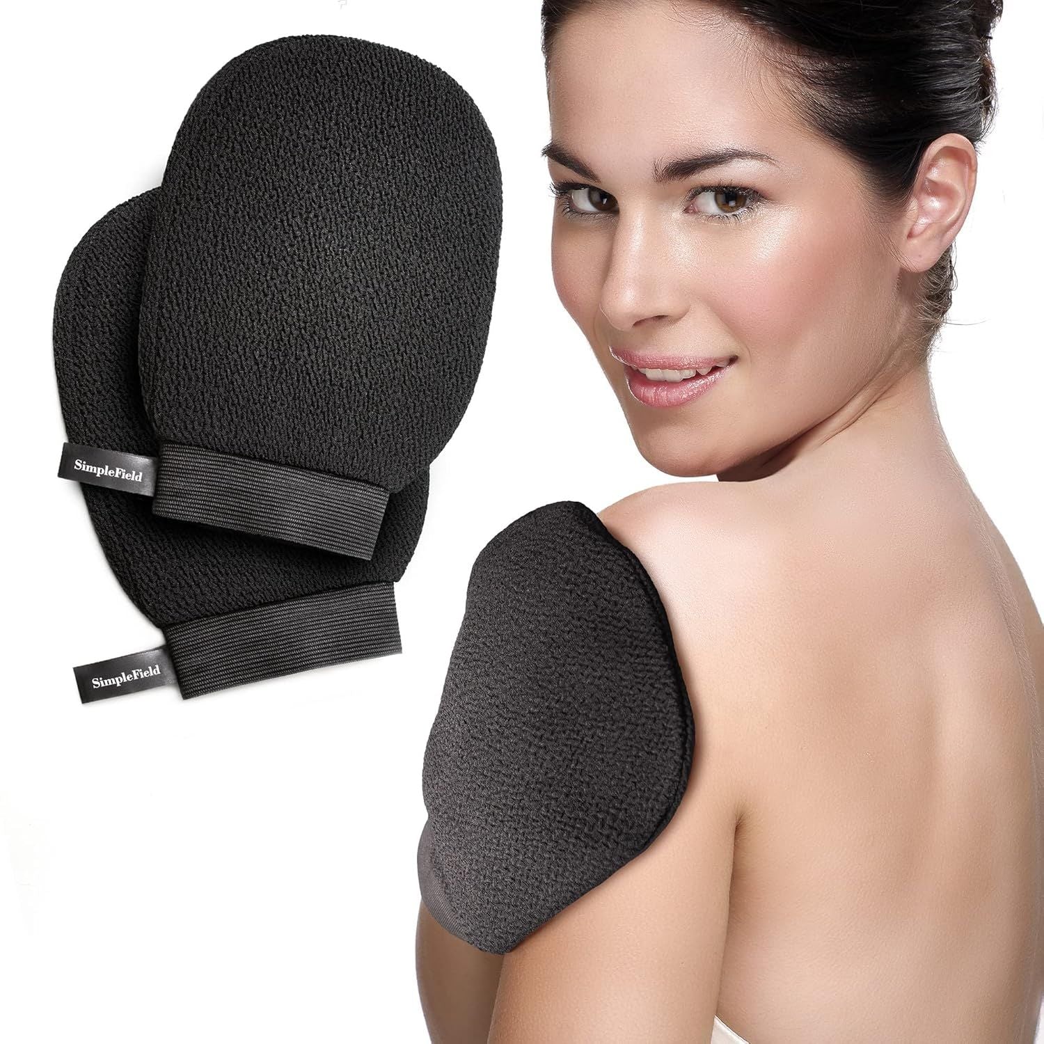 Korean Exoliating Mitt or Remove Dead Skin. 2 Pack 100% Viscose Kessa Deep Exoliating Gloves or Body Scrub, Keratosis Pilaris and Sel Tanning Removal. Easily Smooth Skin Surace. Main image