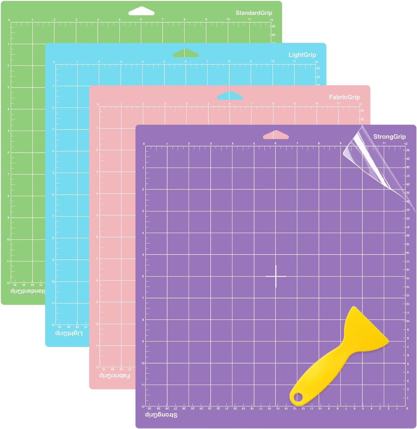 WISYOK 4-Pack 12x12 Inch Cutting Mats for Explore Air 2/Air/One/Maker, Reusable Adhesive Replacement Mats (Standard, Light, Strong, Fabric) for Crafts, Quilting, Sewing Main image