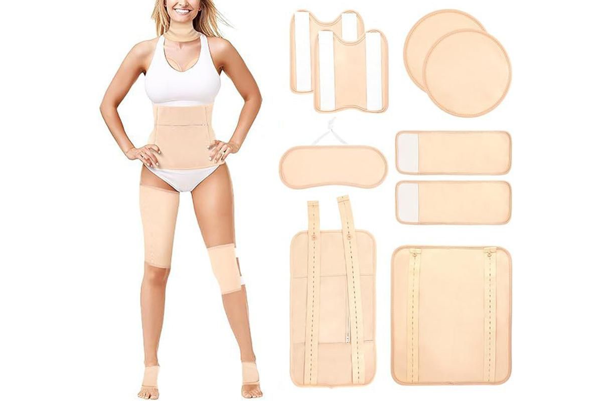9Pcs Castor Oil Pack Kit Compress Reusable Wrap Belt Inflammation Toxin Remover Set -Nude Main image