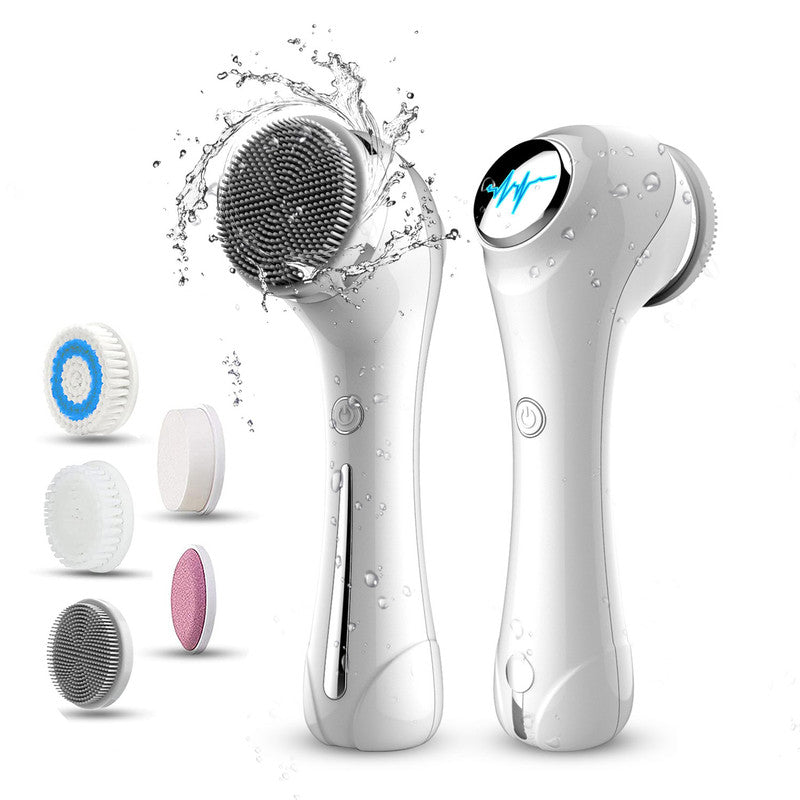 Multifunctional Electric Facial Cleanser - 6-in-1 Electric Facial Cleanser - Home Beauty Device - IPX7 Waterproof - 5 Brush Heads - Hot Compress Facial Cleanser Main image