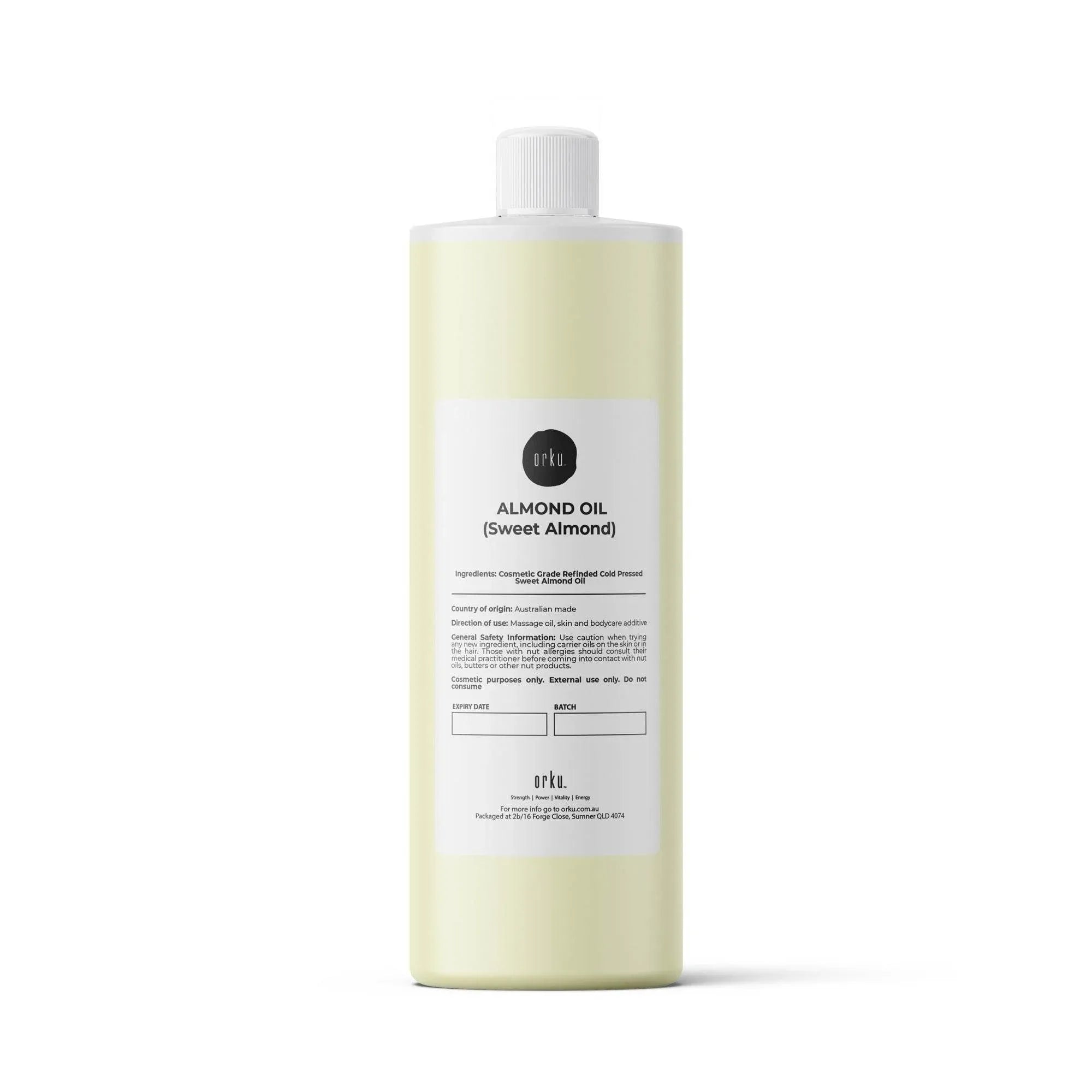 Orku 500ml Sweet Almond Oil 100% Pure Refined Cosmetic Carrier Skin Hair