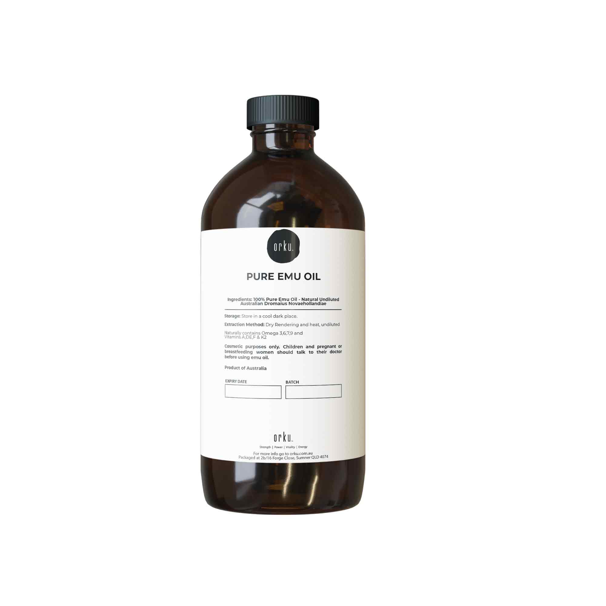 Orku 1L Pure Emu Oil - Natural Undiluted Australian Dromaius Novaehollandiae Main image