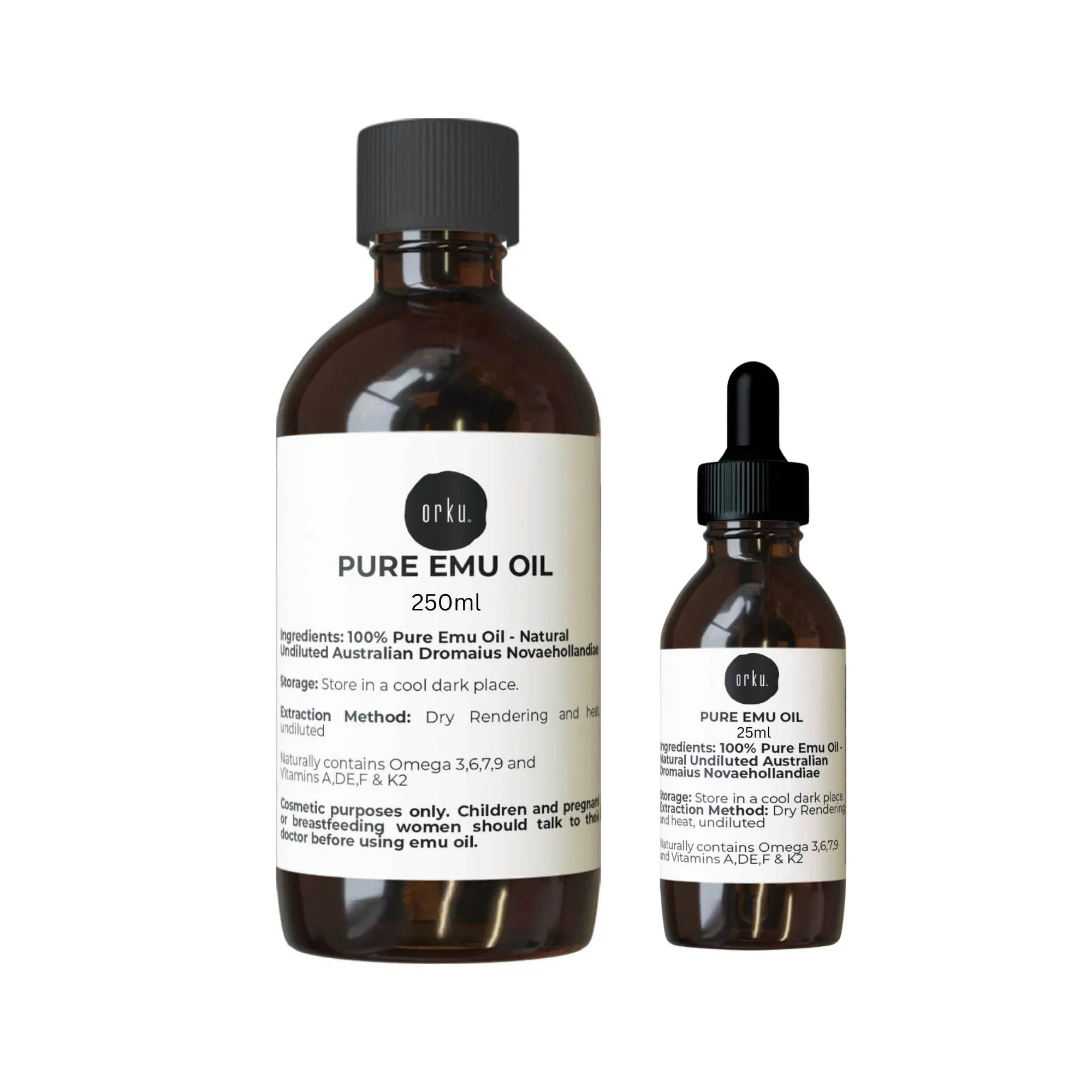 Orku 250ml Pure Emu Oil + Bonus 25ml Bottle - Australian Dromaius Novaehollandiae Main image