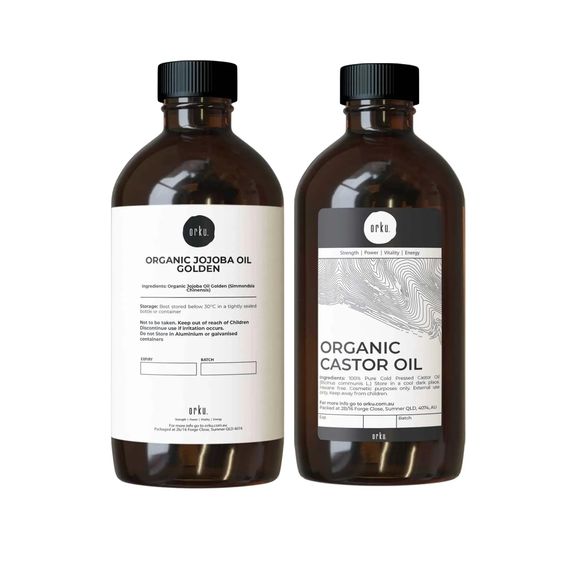 Orku 500ml Organic Castor Oil and 500ml Organic Jojoba Oil Pack Main image