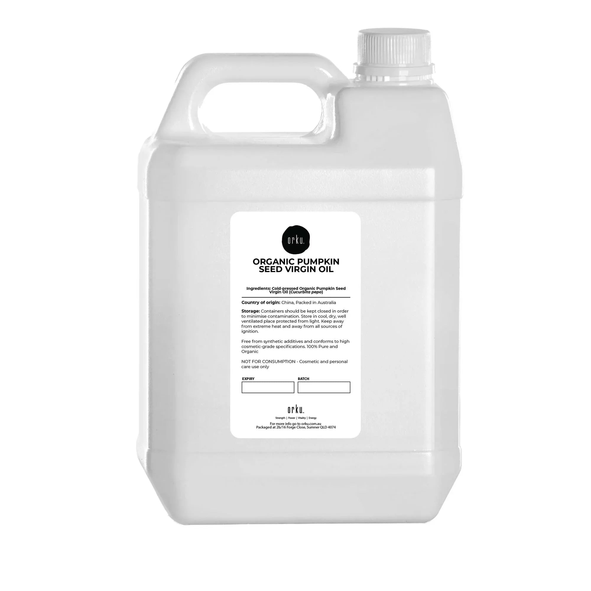 Orku 5L Organic Pumpkin Seed Oil – Virgin Cold Pressed Unrefined Cosmetic Grade Main image