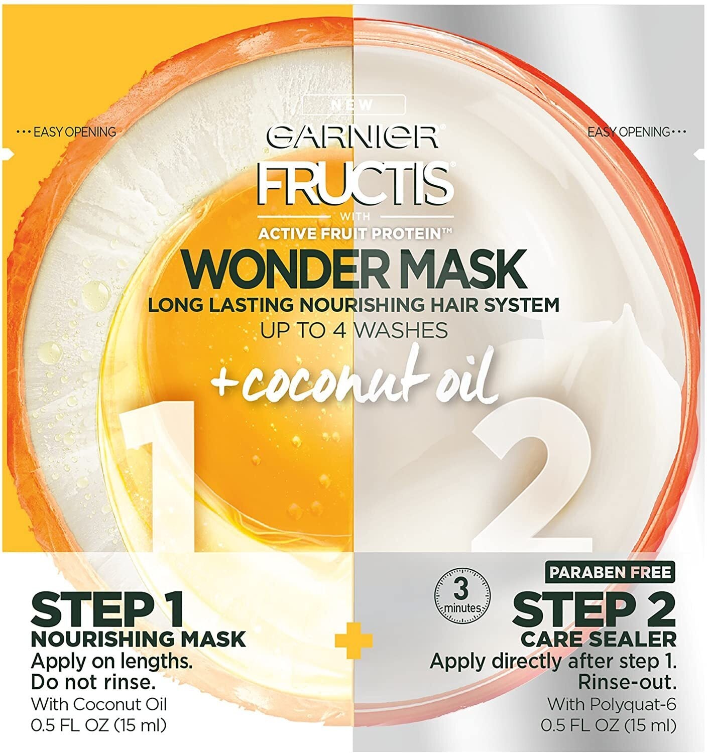 Garnier Fructis 15m L X2 Wonder Mask 2 Steps Nourishing Mask + Care Sealer Main image
