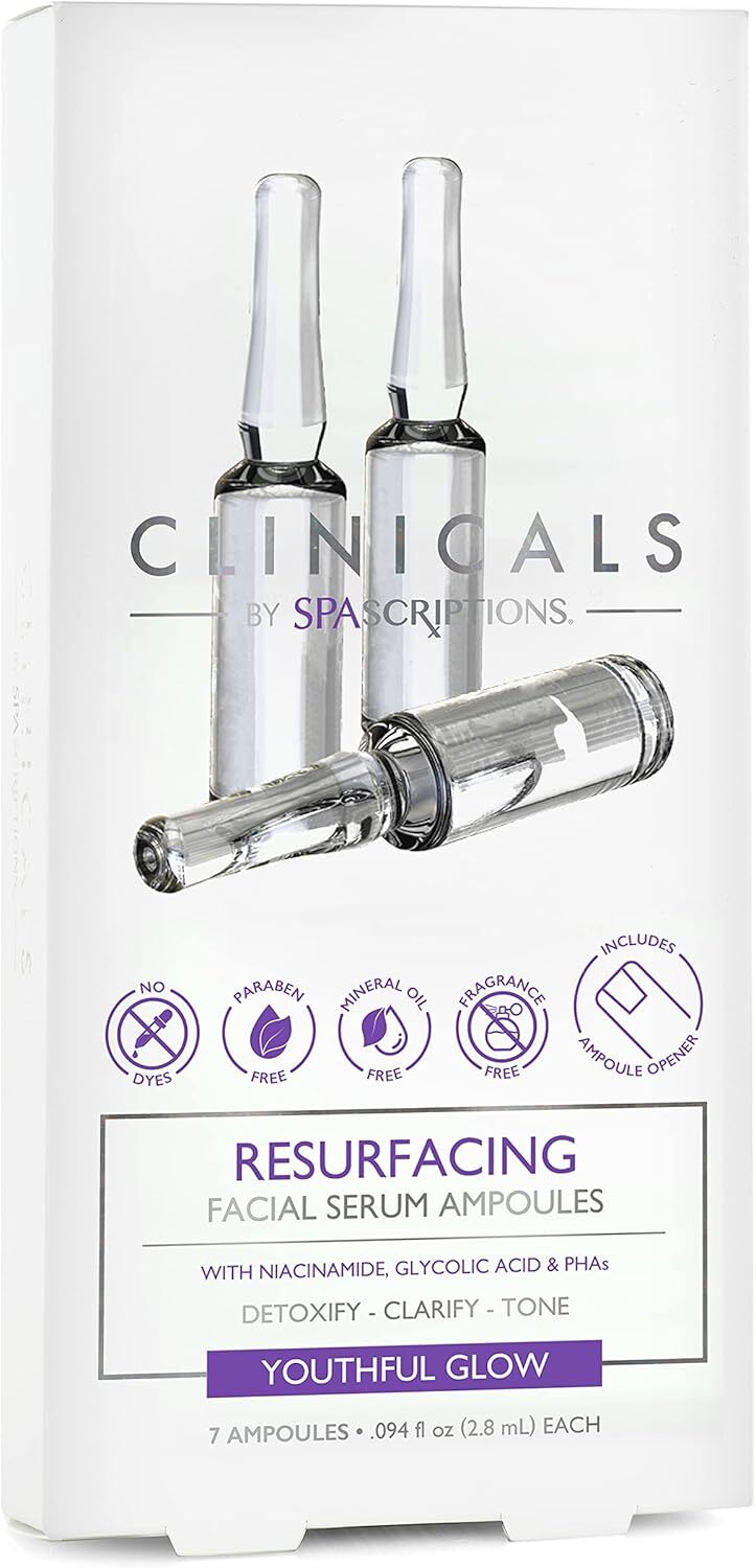 Spascriptions Clinicals Resurfacing Serum Ampoules 7-Pack 2.8ml Each Niacinamide Glycolic Acid PHAs Youthful Glow Main image