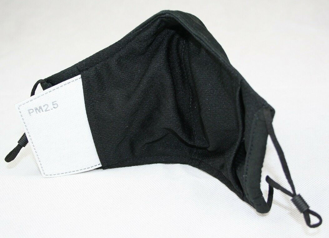 Face Mask Reusable Cotton Cloth Fabric w 2 Pm2.5 Perfect Fit Adjustable Black Main image